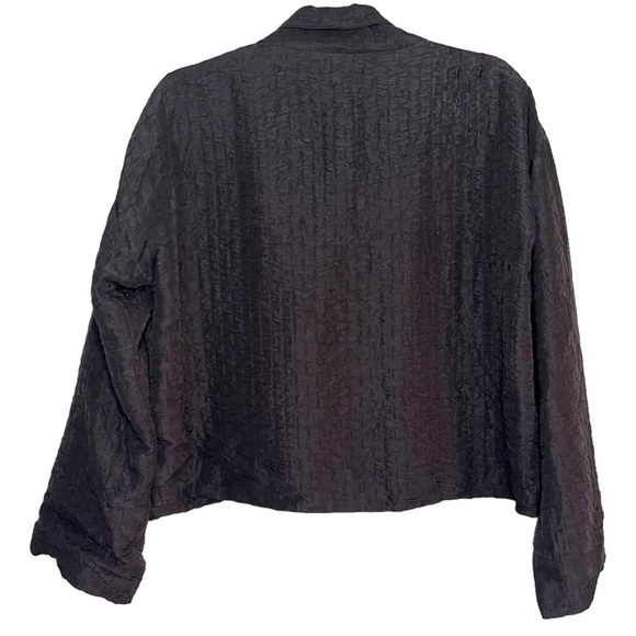 Eileen Fisher Silk Open Front Cropped Jacket Fully Lined Brown PM - Picture 4 of 8